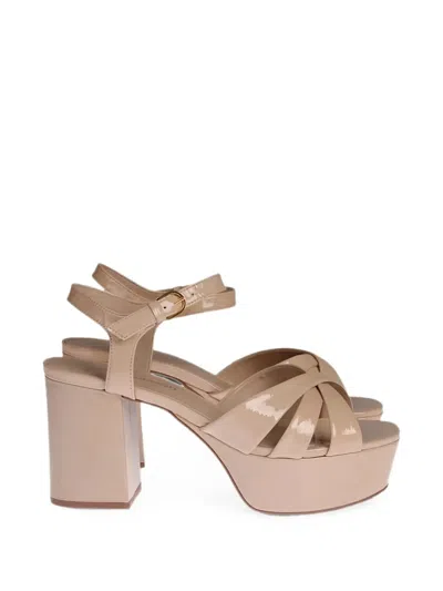 Carrano Criss-cross Platform Sandals In Neutral