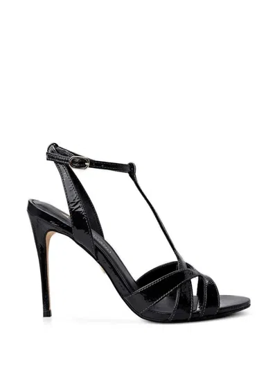 Carrano Patent-effect T-bar Sandals In Black