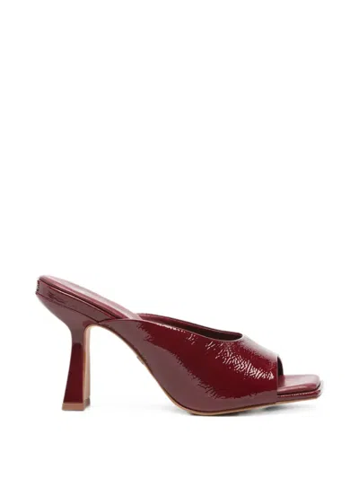 Carrano Patent-finish Square-toe Mules In Burgundy