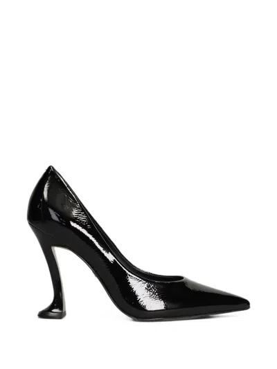 Carrano Patent-leather Pointed-toe Sculpted-heel Pumps In Black
