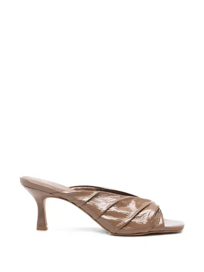 Carrano Ruched Crossover-strap Sandals In Brown