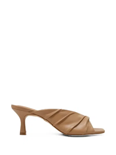 Carrano Ruched Leather Sandals In Neutral