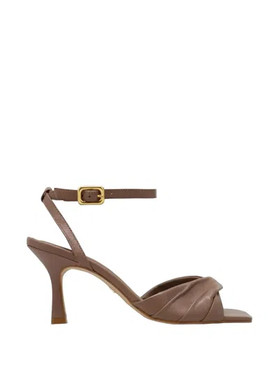 Carrano Ruched-detail Square-toe Sandals In Gray