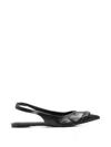Carrano Ruffled Pointed-toe Flat Pumps In Black