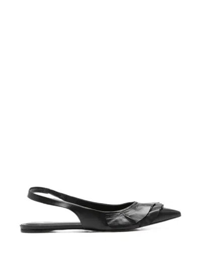 Carrano Ruffled Pointed-toe Flat Pumps In Black