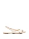 Carrano Ruffled Slingback Flat Sandals In Neutral