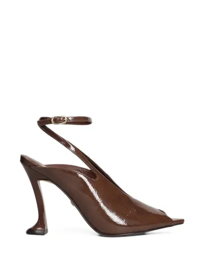 Carrano Silhouette Crinkled-finish Peep-toe Heeled Sandals In Animal Print