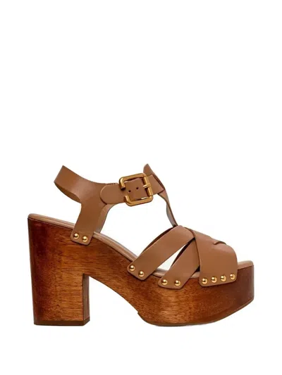 Carrano Studded Platform Sandals In Brown