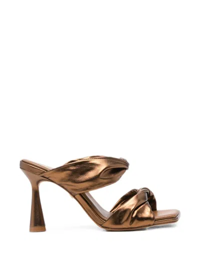 Carrano Twist-detail Metallic-effect Sandals In Brown