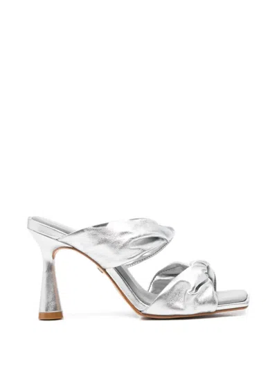 Carrano Twisted-strap Square-toe Sandals In Silver