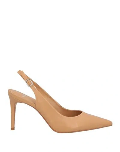 Carrano Woman Pumps Apricot Size 9 Leather In Orange