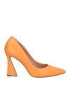 Carrano Woman Pumps Orange Size 7 Soft Leather