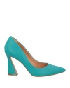 Carrano Woman Pumps Turquoise Size 7 Soft Leather In Blue