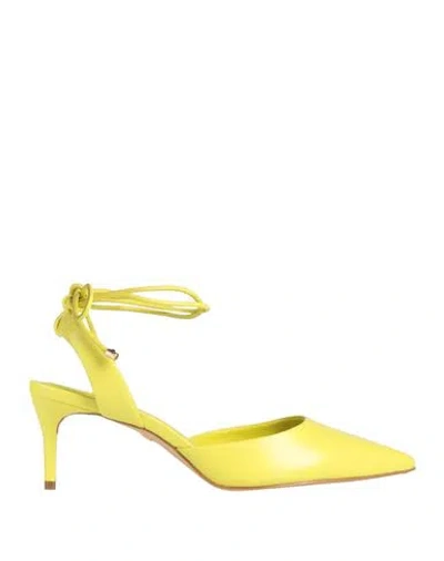 Carrano Woman Pumps Yellow Size 7 Leather In Gold