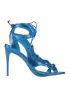Carrano Woman Sandals Bright Blue Size 7 Leather