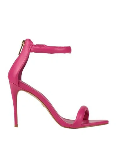 Carrano Woman Sandals Fuchsia Size 8 Leather In Pink
