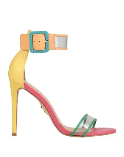 Carrano Woman Sandals Green Size 7 Leather, Plastic
