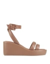 Carrano Woman Sandals Light Brown Size 5 Leather In Beige