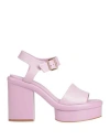 Carrano Woman Sandals Light Purple Size 7 Leather In Purple