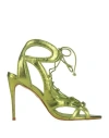 Carrano Woman Sandals Lime Green Size 7 Leather In Green