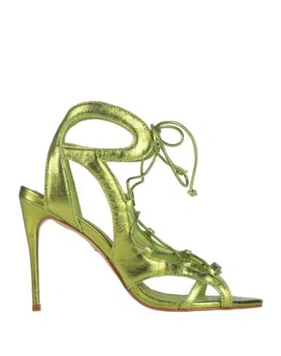 Carrano Woman Sandals Lime Green Size 7 Leather