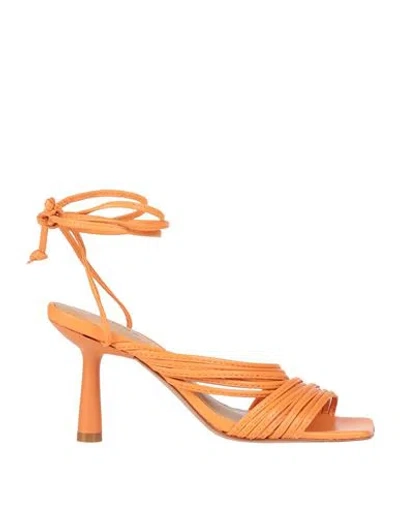 Carrano Woman Sandals Mandarin Size 4 Leather In Orange
