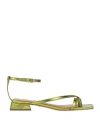 Carrano Woman Thong Sandal Acid Green Size 7 Leather In Green