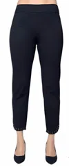 Carre Noir Curved Hem Pants In Black In Black