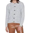 Carre Noir Dotted Button Front Sweater In Ivory In Multi