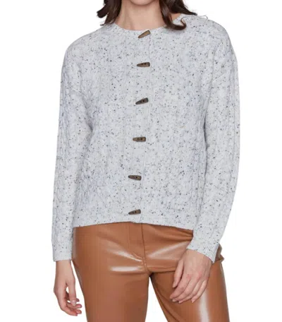 Carre Noir Dotted Button Front Sweater In Ivory In Multi