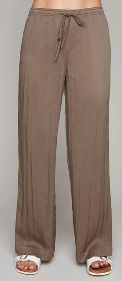 Carre Noir Drawstring Elastic Waist Pant In Mink In Brown