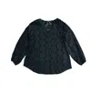 Carre Noir Long Sleeves Top In Black In Blue