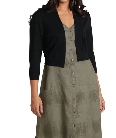 Carre Noir Quarter Sleeve Bolero Shrug Top In Black