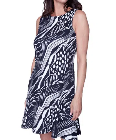Carre Noir Sleeveless Sundress In Black And White Print