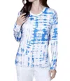 Carre Noir Tie-dye Style Long Sleeve Top In Blue In Blue