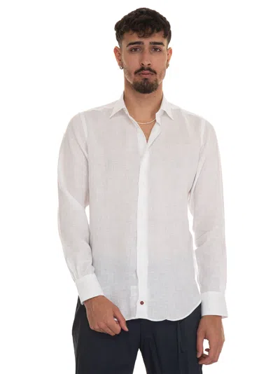 Càrrel Long-sleeved Linen Shirt In White