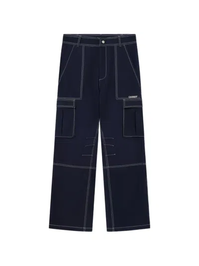 Carrer Bay Contrast-stitch Cargo Trousers In Blue