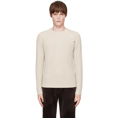 Carrer Beige Pier Snap Sweater In Ecru