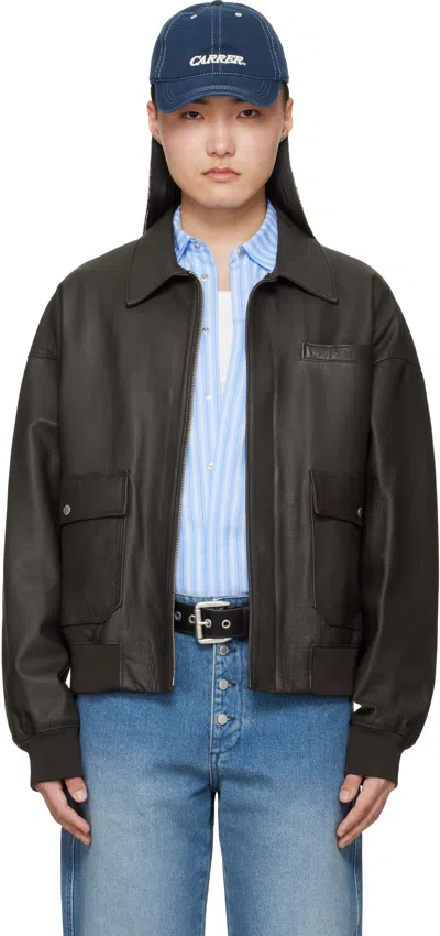 Carrer Brown Coda Leather Jacket In Black