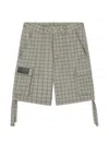 Carrer Check-pattern Cargo Shorts In Gray