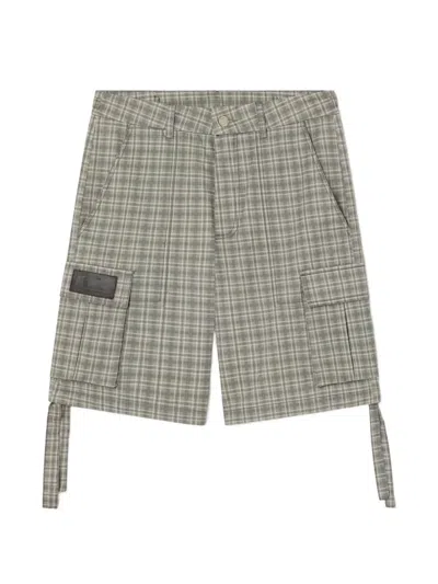 Carrer Check-pattern Cargo Shorts In Gray