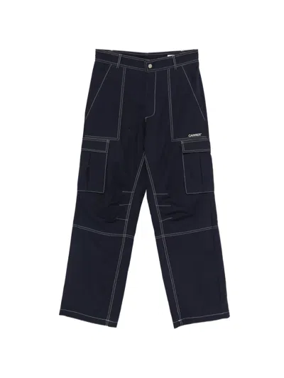 Carrer Contrast-stitch Cargo Trousers In Blue