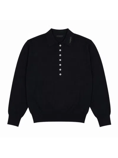 Carrer Cotton-cashmere Knit Polo Shirt In Black