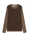Carrer Double Layer Long Sleeve Tee In Light Brown