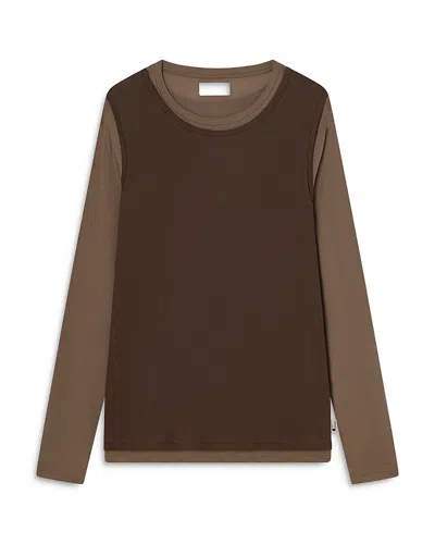 Carrer Double Layer Long Sleeve Tee In Light Brown