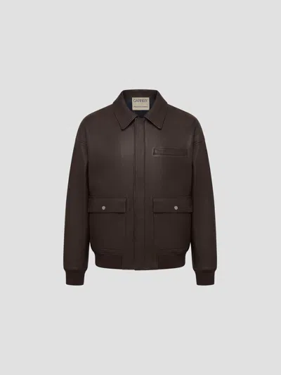 Carrer Elegant Leather Jacket In Brown