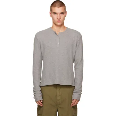 Carrer Gray Lis Long-sleeve Henley In Grey Melange