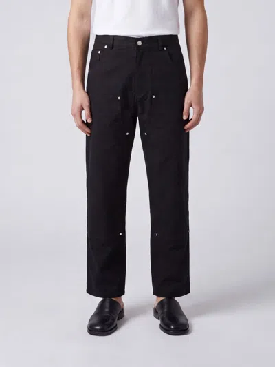 Carrer Knee-length Cotton Shorts With Belt Loops In Black