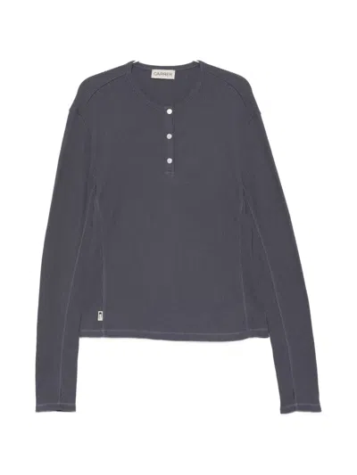 Carrer Lis Henley Classic Buttoned Long-sleeve T-shirt In Gray