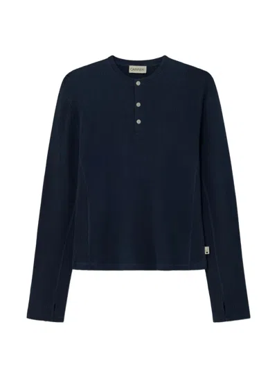 Carrer Lis Henley Long-sleeves Sweater In Blue